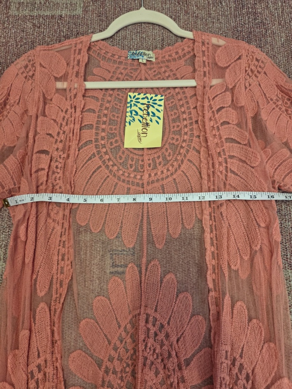 Rebellion again embroidered pink lace open swim suit cover up large Mrs Roper - Picture 8 of 8